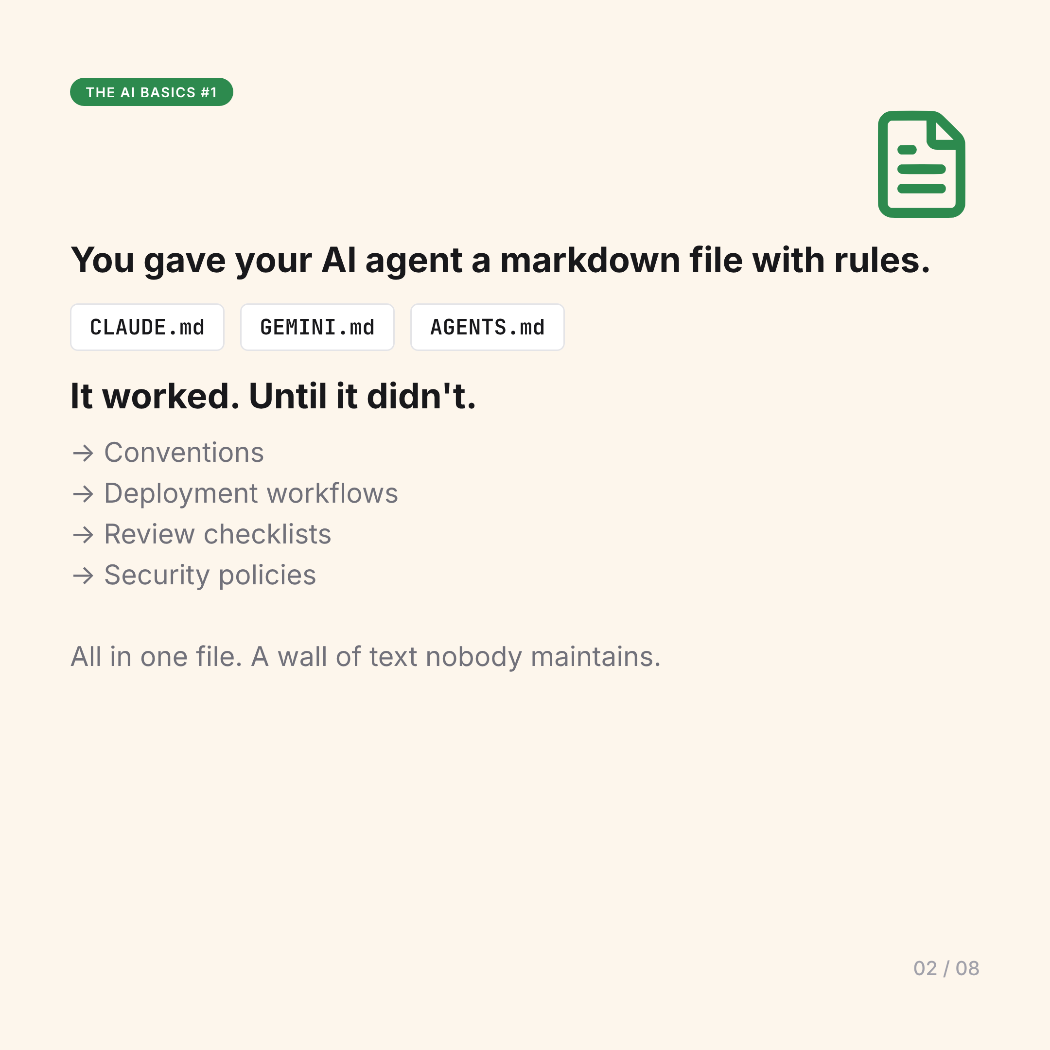 The problem with monolithic instruction files
